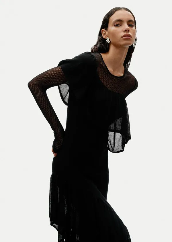 Women Dresses and Other Stories Layered Knit Midi Dress Black