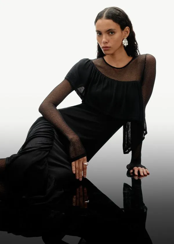 Women Dresses and Other Stories Layered Knit Midi Dress Black