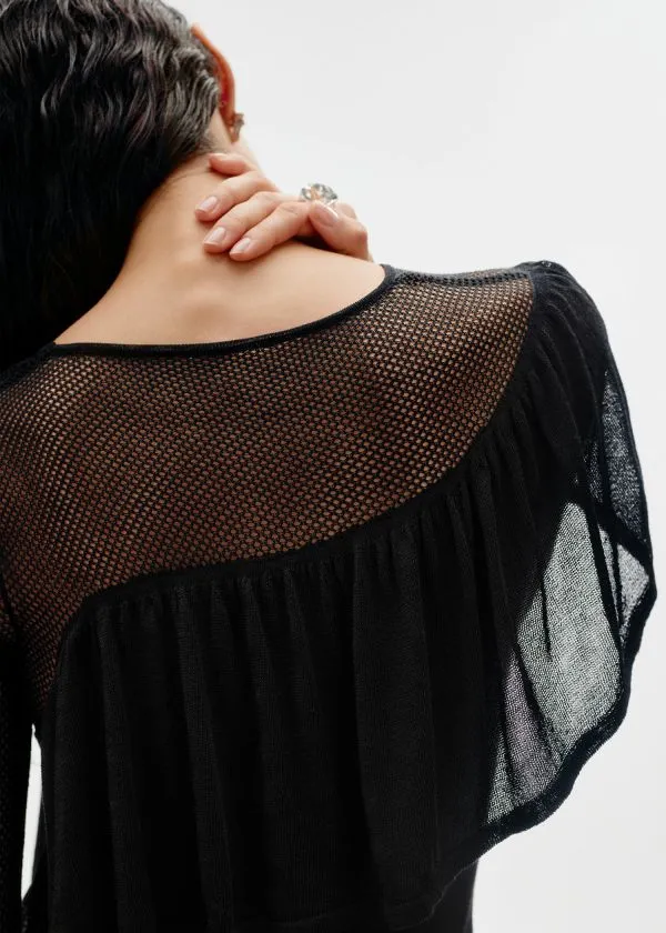 Women Dresses and Other Stories Layered Knit Midi Dress Black