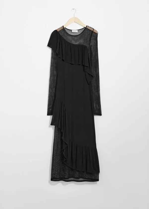 Women Dresses and Other Stories Layered Knit Midi Dress Black