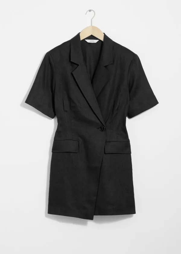 Women Dresses and Other Stories Linen Blazer Mini Dress Black