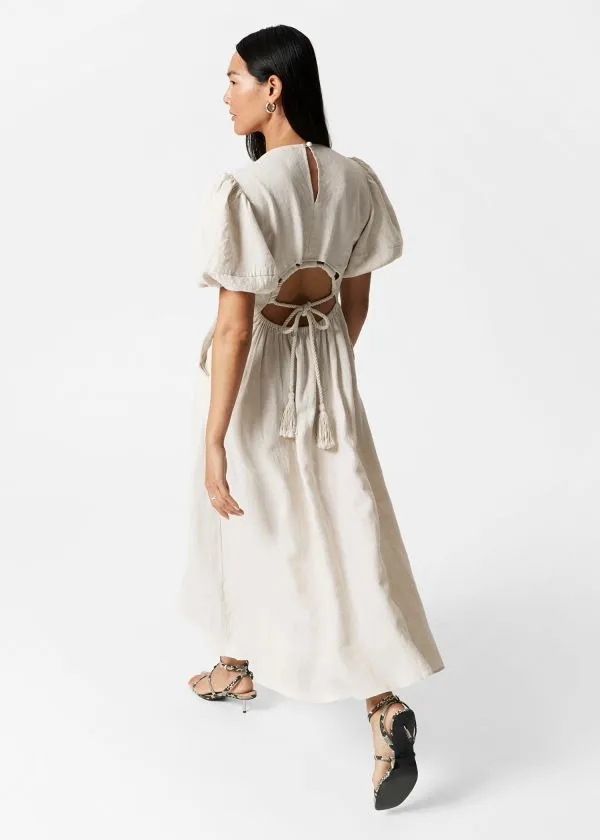 Women Dresses and Other Stories PuffSleeve Midi Dress Beige