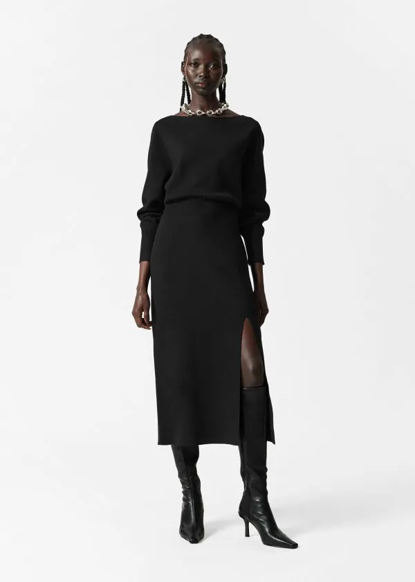 Women Dresses and Other Stories SlitDetailed Midi Dress Black