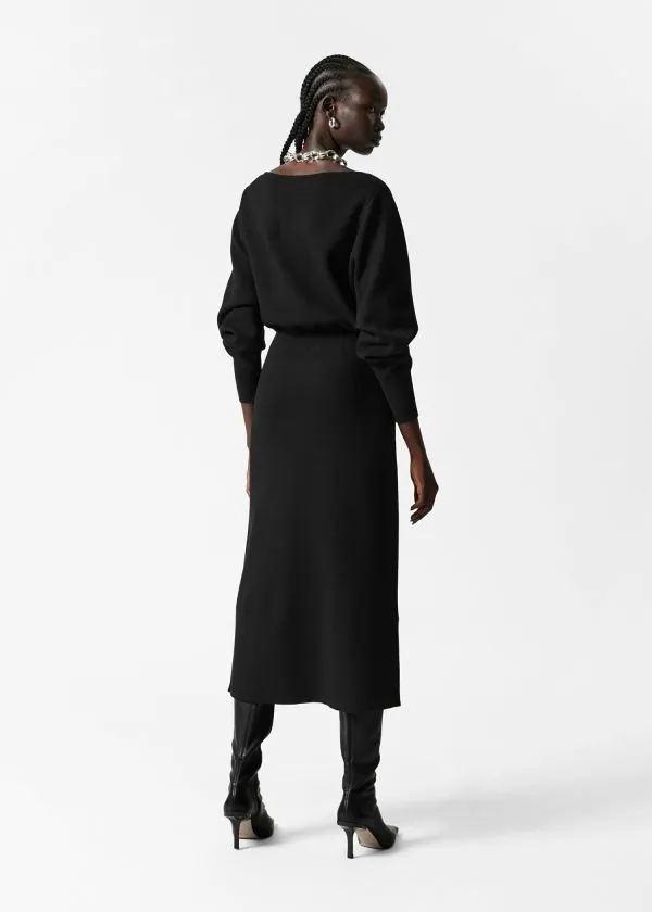 Women Dresses and Other Stories SlitDetailed Midi Dress Black