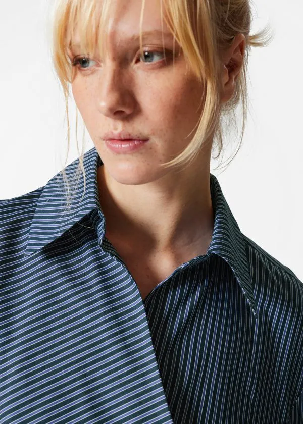 Women Dresses and Other Stories Wrap Shirt Mini Dress Blue Stripes