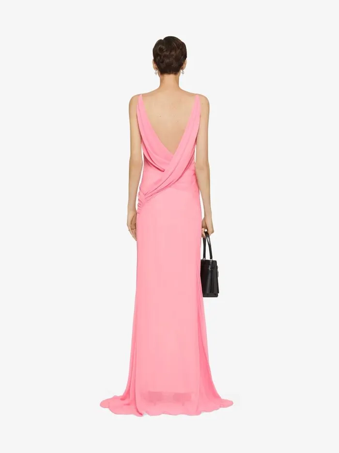 Women Dresses Givenchy Evening Draped Dress In Silk With Chains Flamingo