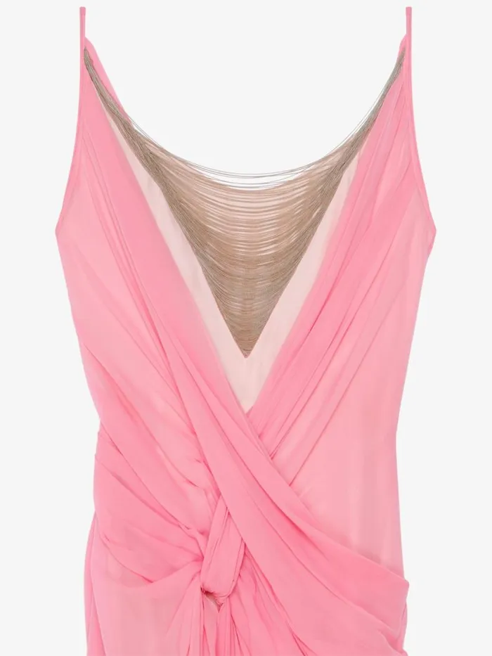 Women Dresses Givenchy Evening Draped Dress In Silk With Chains Flamingo