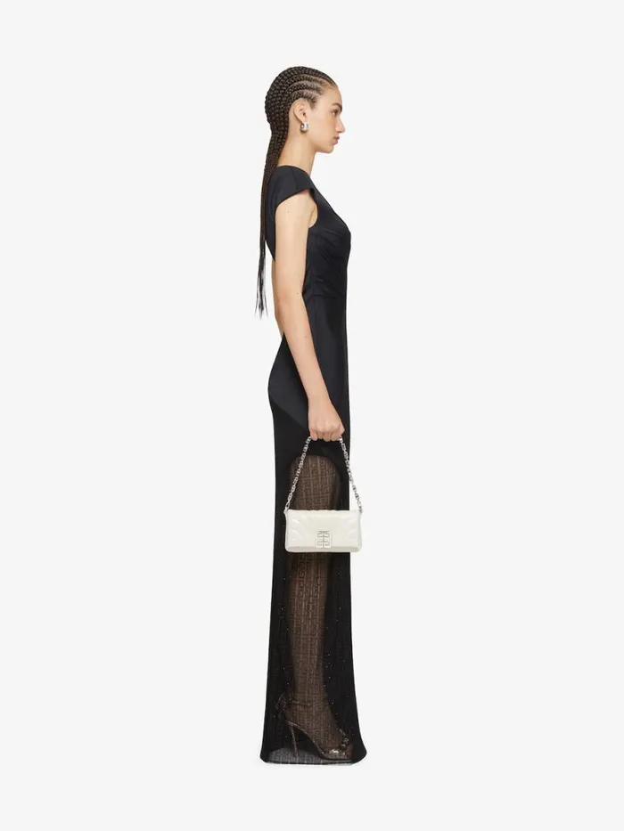 Women Dresses Givenchy Evening Satin Dress And 4G Lace With Rhinestones Black