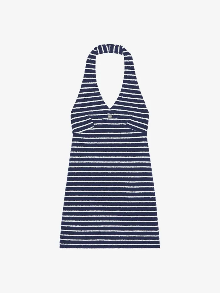 Women Dresses Givenchy Striped Dress In Cotton Towelling With 4G Detail Navynatural