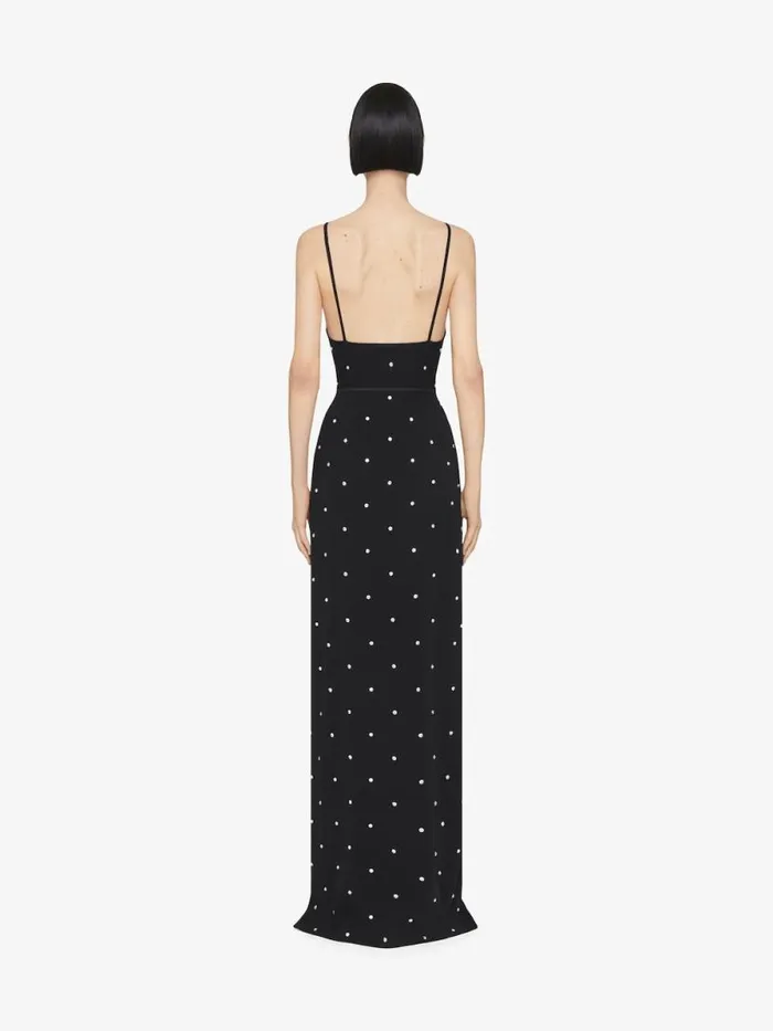 Women Dresses Givenchy Voyou Evening Dress In Crepe And Satin With Crystals Black