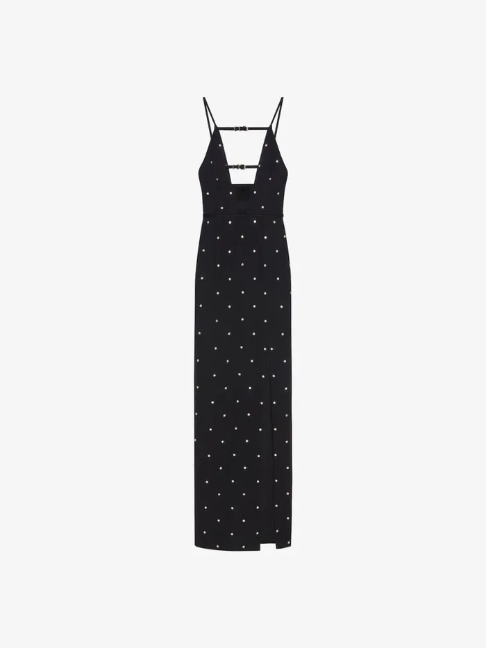 Women Dresses Givenchy Voyou Evening Dress In Crepe And Satin With Crystals Black
