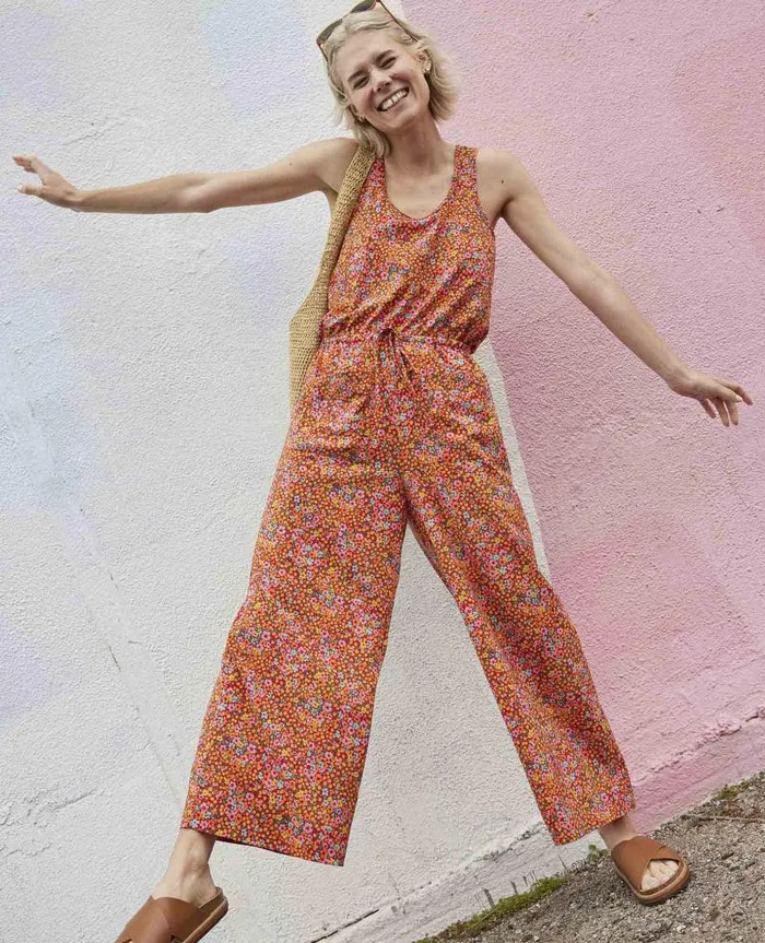 Women Dresses Toad and Co Sunkissed Livvy Jumpsuit Taffy Micro Floral Print
