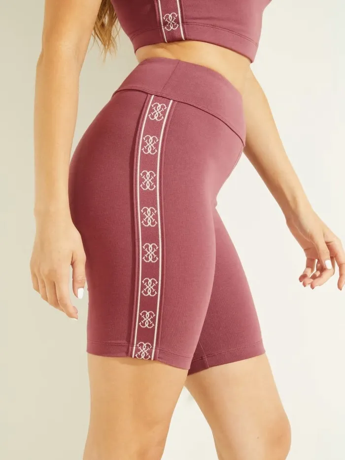 Women Eco Doreen Logo Tape Biker Shorts Wine Cellar Activewear GUESS Women Eco Doreen Logo Tape Biker Shorts Wine Cellar Activewear GUESS