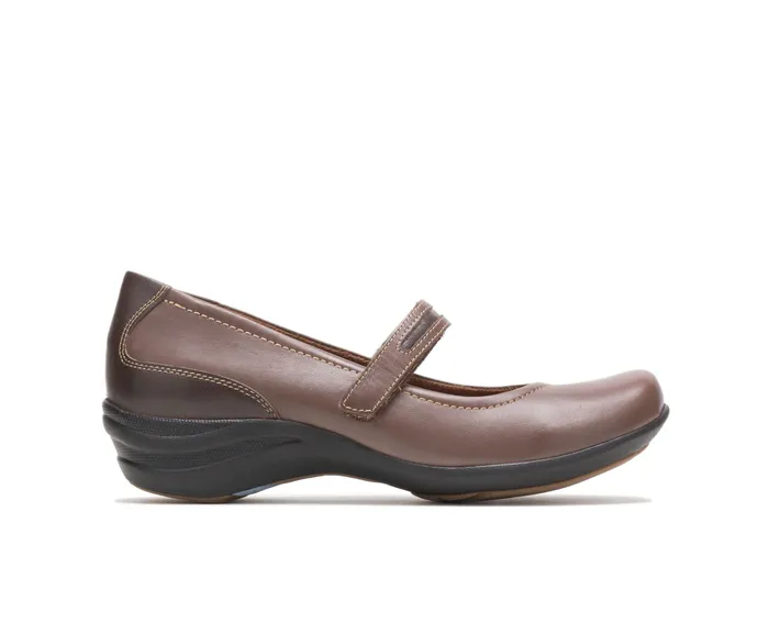 Women Epic Mary Jane Dark Brown Leather Walking Shoes Hush Puppies