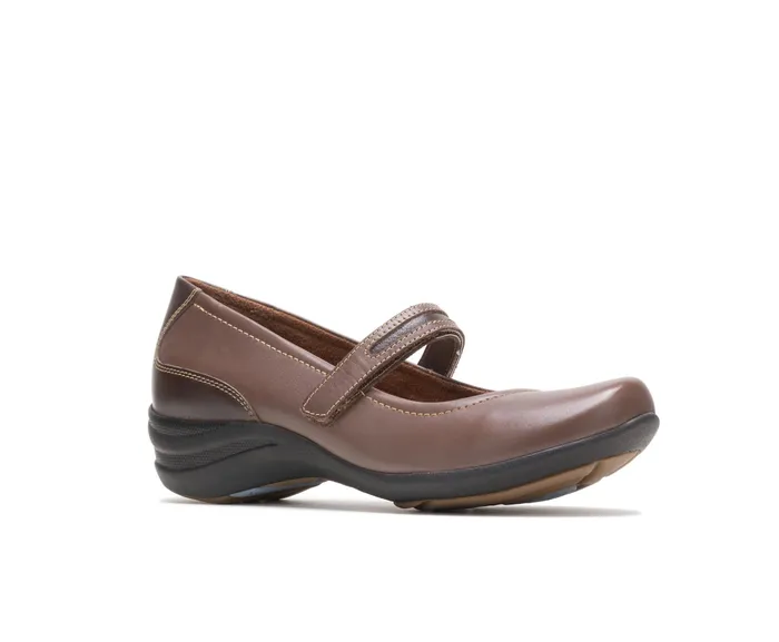 Women Epic Mary Jane Dark Brown Leather Walking Shoes Hush Puppies