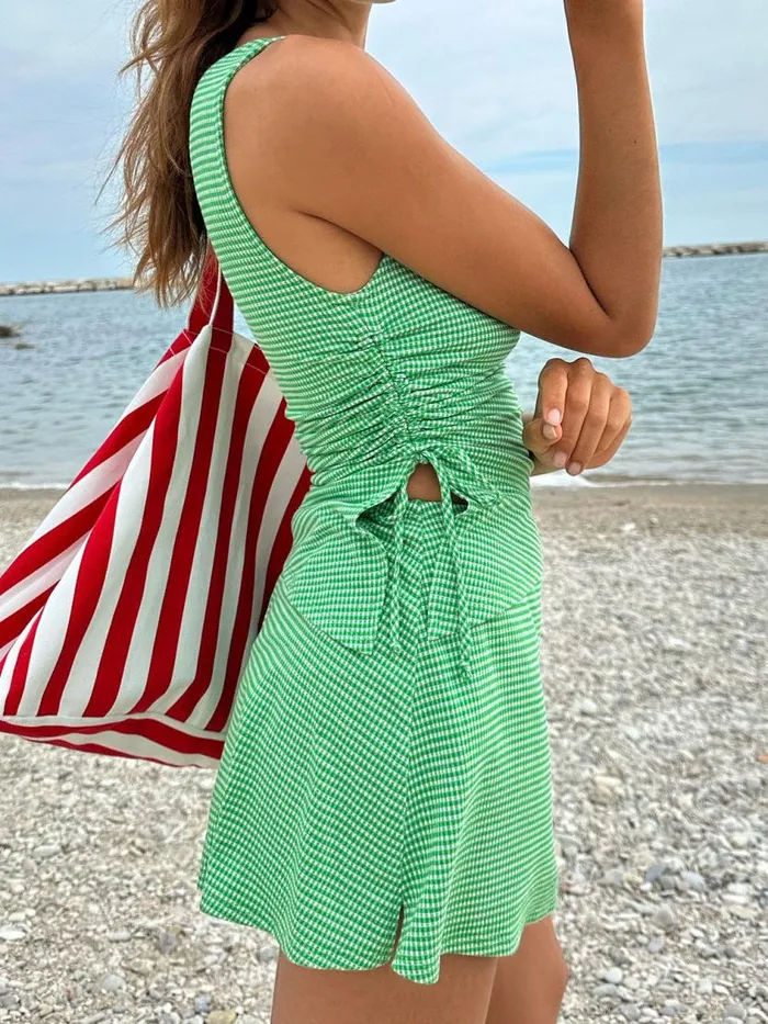 Women Erin Tank Pesto Gingham Lisa Says Gah Sleeveless Tops