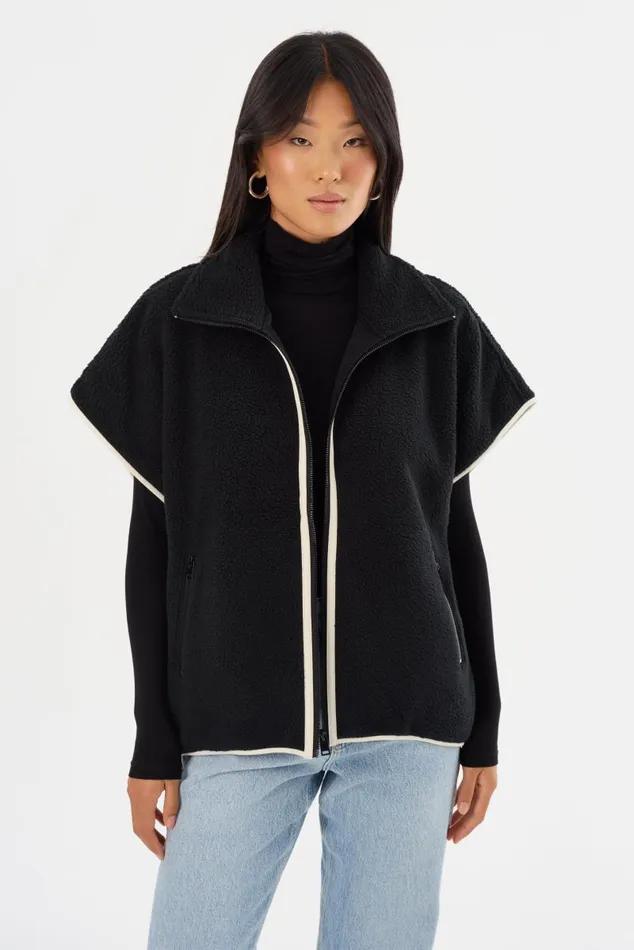 Women EUDORA Polar Fleece Vest Blackivory LAMARQUE Tops Women EUDORA Polar Fleece Vest Blackivory LAMARQUE Tops