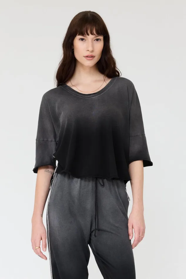 Women Faded Black Venice Tee Raquel Allegra Tops