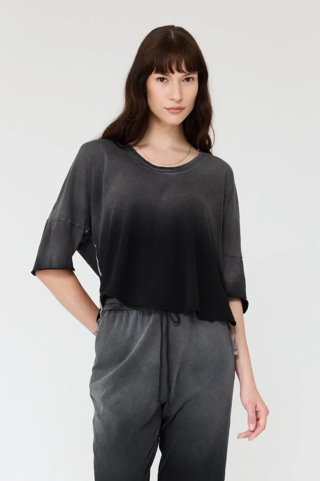 Women Faded Black Venice Tee Raquel Allegra Tops