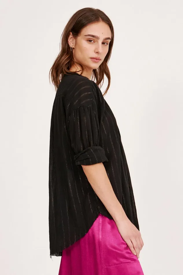 Women Gauze Black Poet Blouse Raquel Allegra Tops