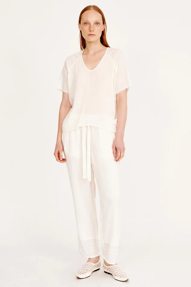 Women Gauze Washed White Doheny Top Raquel Allegra Tops