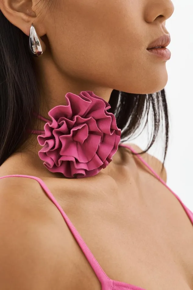 Women GEMMA Leather Rosette Choker Super Pink LAMARQUE Other Women GEMMA Leather Rosette Choker Super Pink LAMARQUE Other
