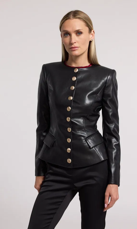Women Generation Love Clothing Blazers and Jackets Ophelia Vegan Leather Blazer Black