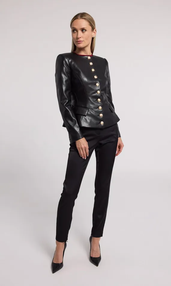 Women Generation Love Clothing Blazers and Jackets Ophelia Vegan Leather Blazer Black