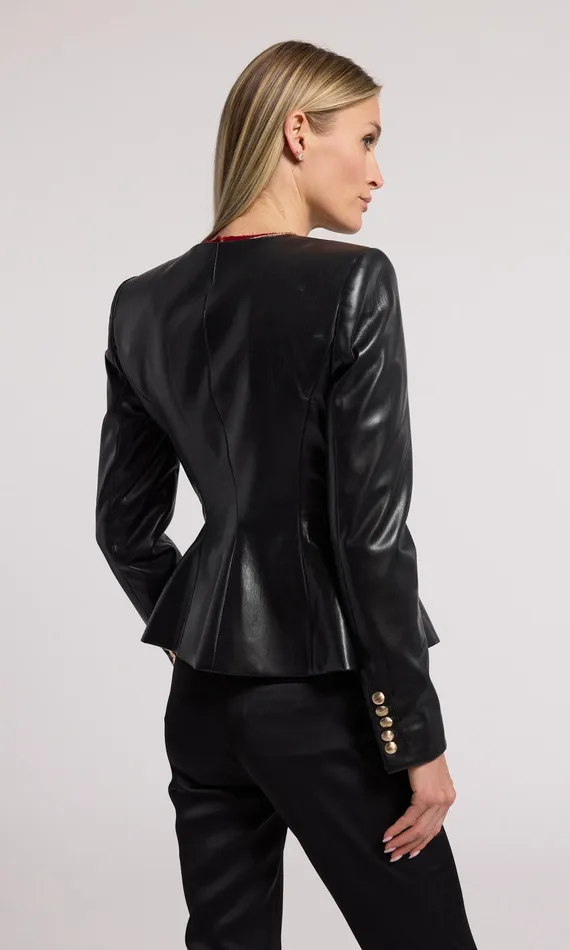 Women Generation Love Clothing Blazers and Jackets Ophelia Vegan Leather Blazer Black
