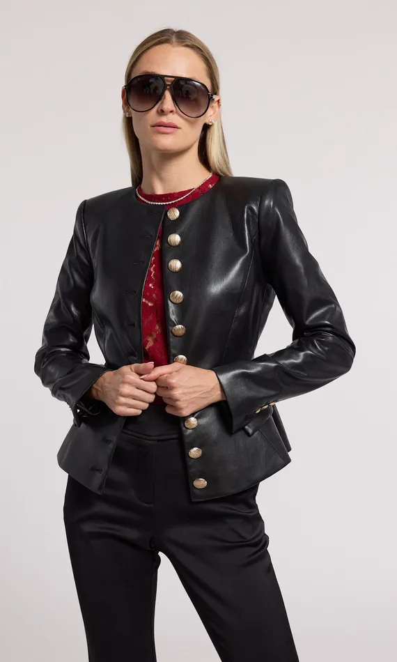 Women Generation Love Clothing Blazers and Jackets Ophelia Vegan Leather Blazer Black