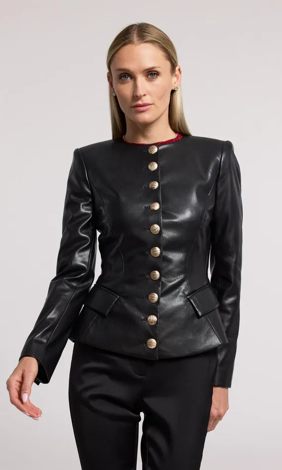 Women Generation Love Clothing Blazers and Jackets Ophelia Vegan Leather Blazer Black