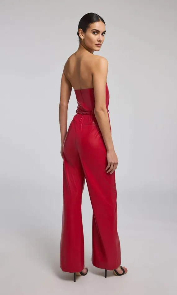 Women Generation Love Clothing Jumpsuits and Rompers Cristelle Vegan Leather Jumpsuit Ruby