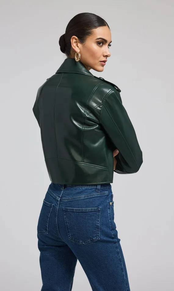 Women Generation Love Clothing Outerwear Cosita Vegan Leather Moto Jacket Forest