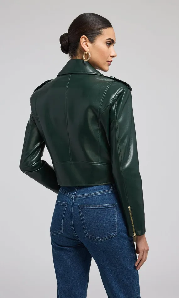 Women Generation Love Clothing Outerwear Cosita Vegan Leather Moto Jacket Forest
