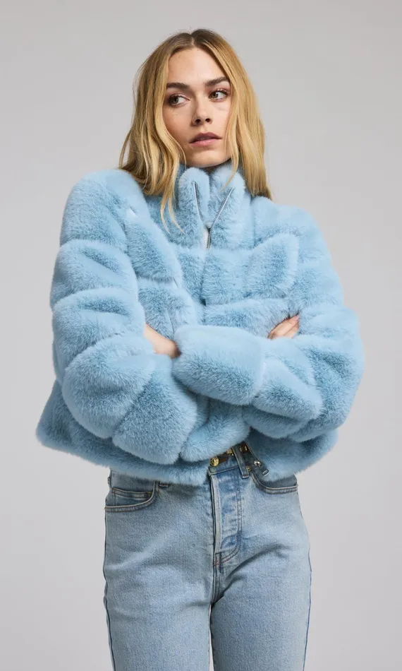 Women Generation Love Clothing Outerwear Tala Faux Fur Bomber Powder Blue