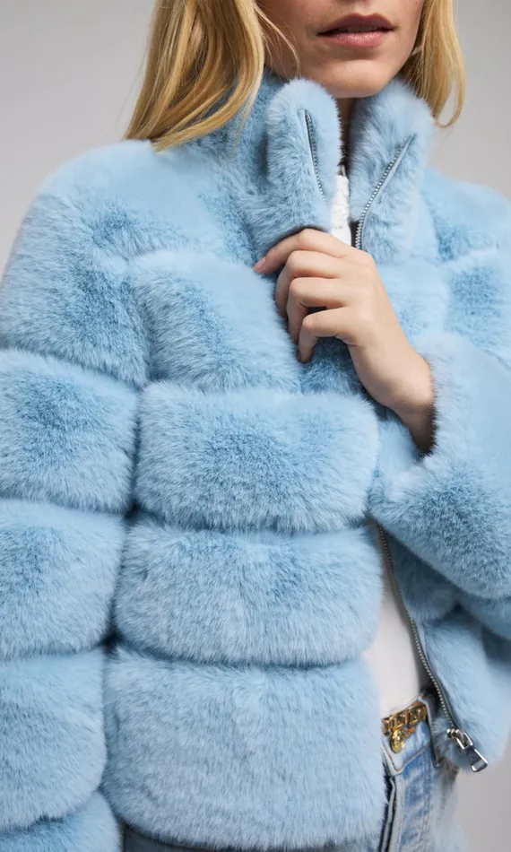 Women Generation Love Clothing Outerwear Tala Faux Fur Bomber Powder Blue