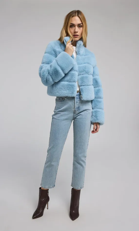 Women Generation Love Clothing Outerwear Tala Faux Fur Bomber Powder Blue