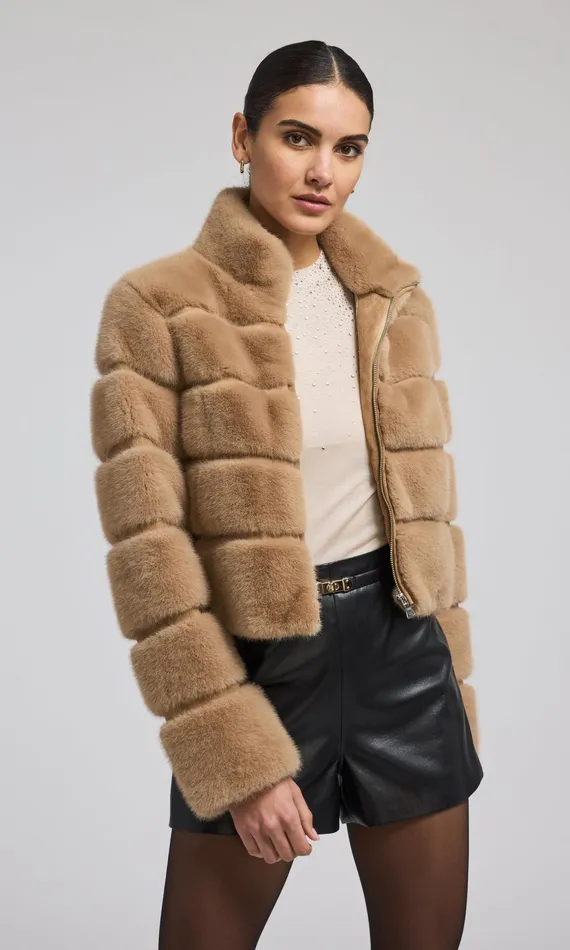 Women Generation Love Clothing Outerwear Tala Faux Fur Bomber Toffee
