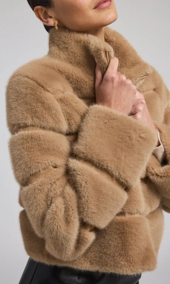 Women Generation Love Clothing Outerwear Tala Faux Fur Bomber Toffee