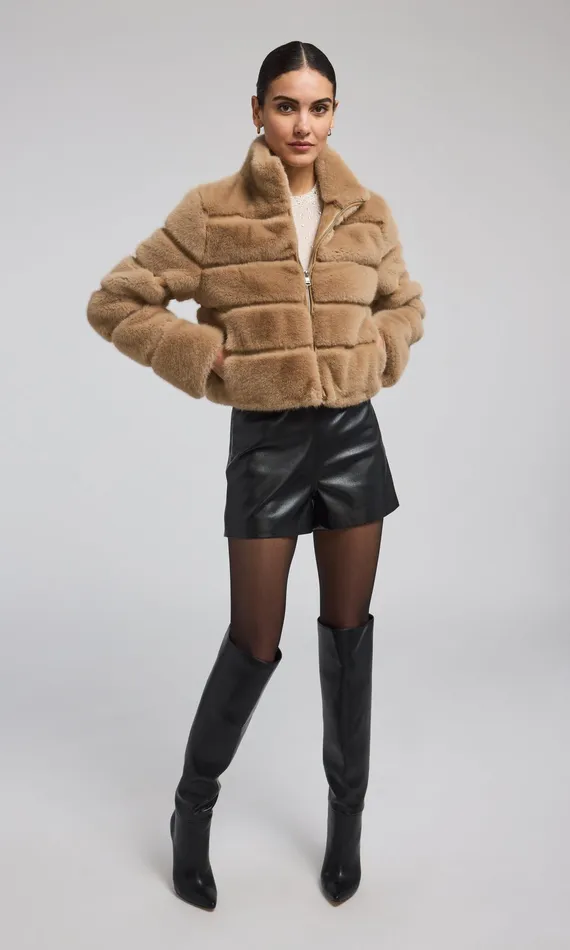 Women Generation Love Clothing Outerwear Tala Faux Fur Bomber Toffee