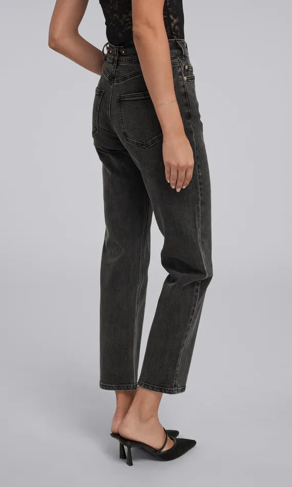 Women Generation Love Clothing Pants Emmett Denim Pants With Vegan Leather Belt Washed Black