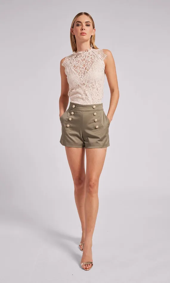 Women Generation Love Clothing Shorts Emma Gabardine Shorts Olive