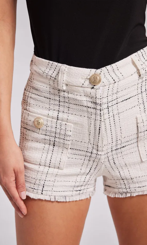 Women Generation Love Clothing Shorts Landon Tweed Shorts Whiteblack