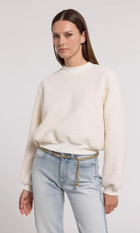 Women Generation Love Clothing Sweaters and Sweatshirts Julie Tweed Sweatshirt Cream
