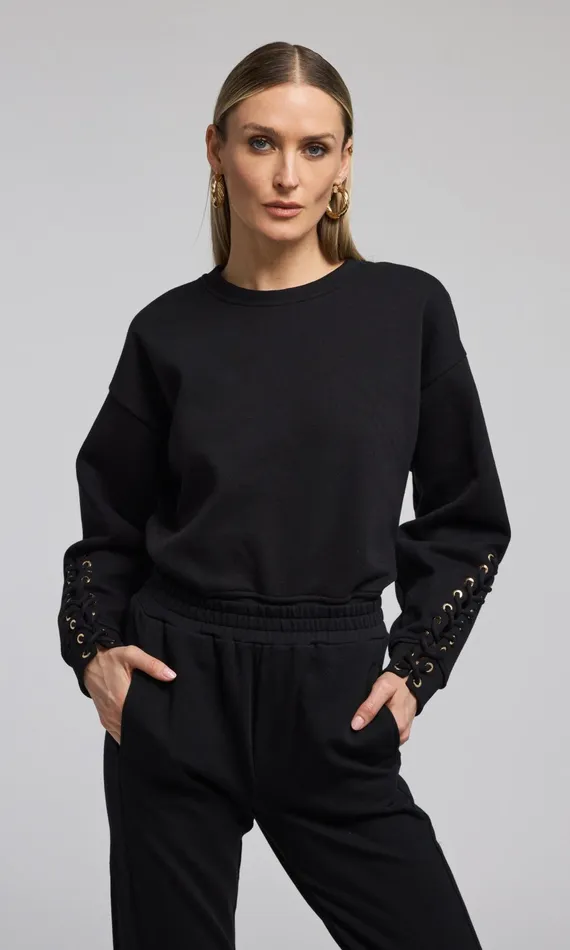 Women Generation Love Clothing Sweaters and Sweatshirts Marley LaceUp Sweatshirt Black Women Generation Love Clothing Sweaters and Sweatshirts Marley LaceUp Sweatshirt Black
