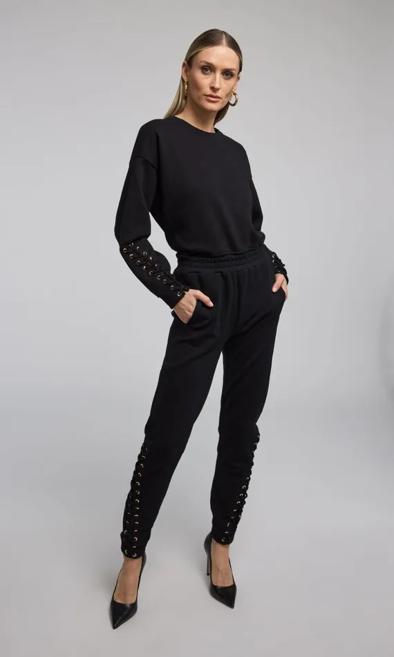 Women Generation Love Clothing Sweaters and Sweatshirts Marley LaceUp Sweatshirt Black