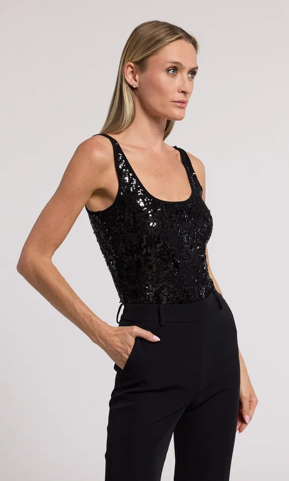 Women Generation Love Clothing Tops Dina Sequin Bodysuit Black