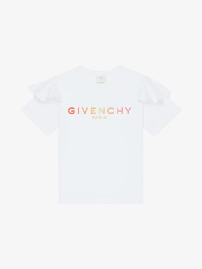 Women Girl 4 To 12 Years Givenchy Tshirt In Jersey With Ruffles White