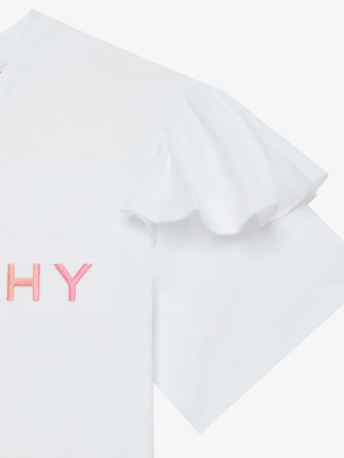 Women Girl 4 To 12 Years Givenchy Tshirt In Jersey With Ruffles White Women Girl 4 To 12 Years Givenchy Tshirt In Jersey With Ruffles White
