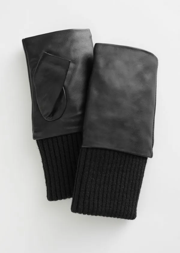 Women Gloves and Other Stories Leather Mitten Fingerless Gloves Black